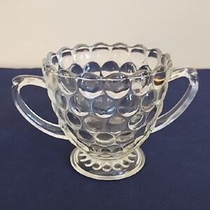 ANCHOR HOCKING CLEAR OPEN BUBBLE SUGAR BOWL